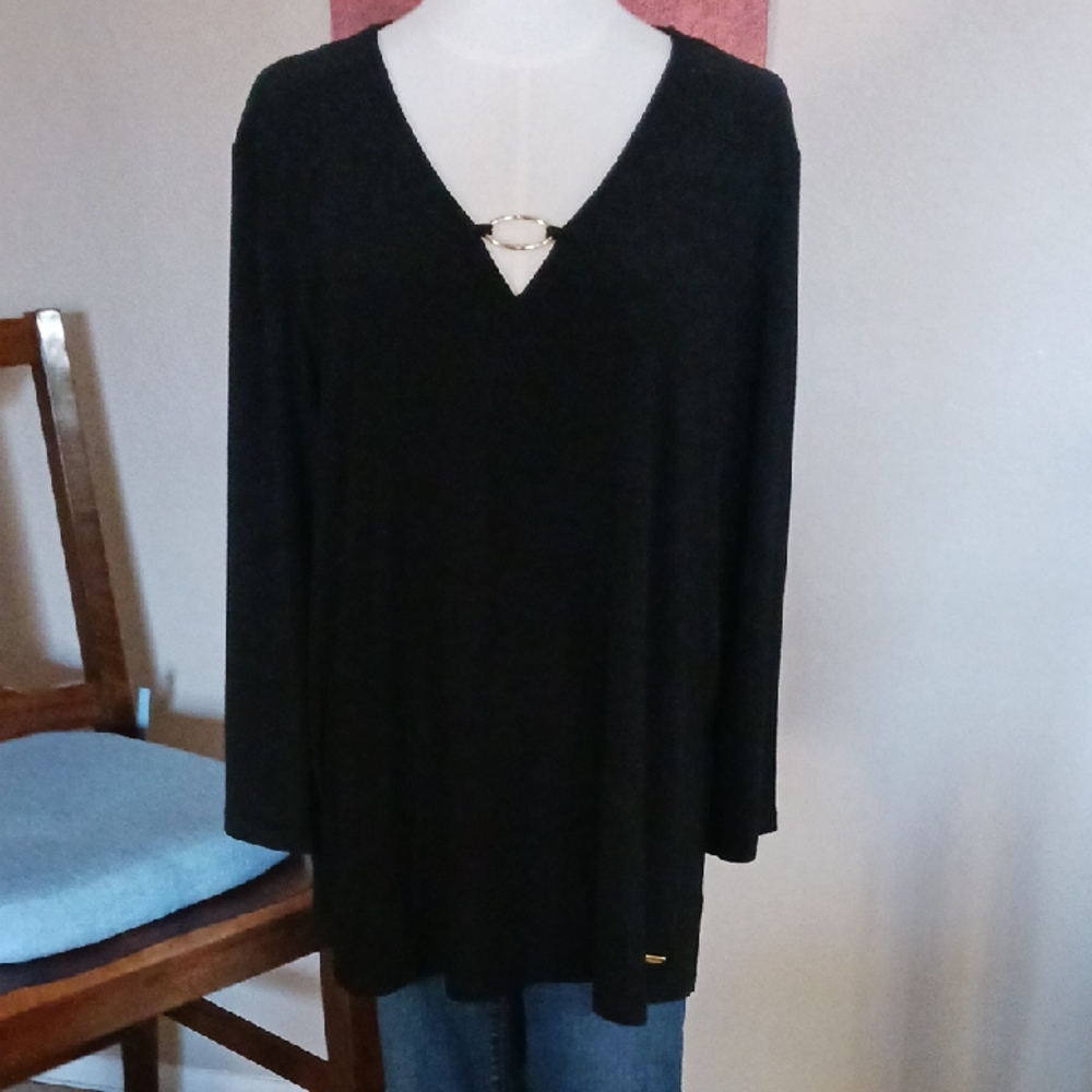Jones New York Black Top with Gold Detail